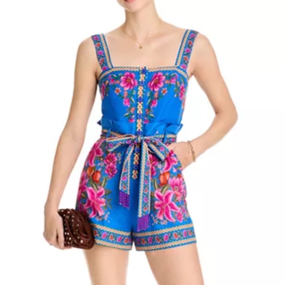 NWT farm Rio Blue Summer Fruit Scarf Romper size small
